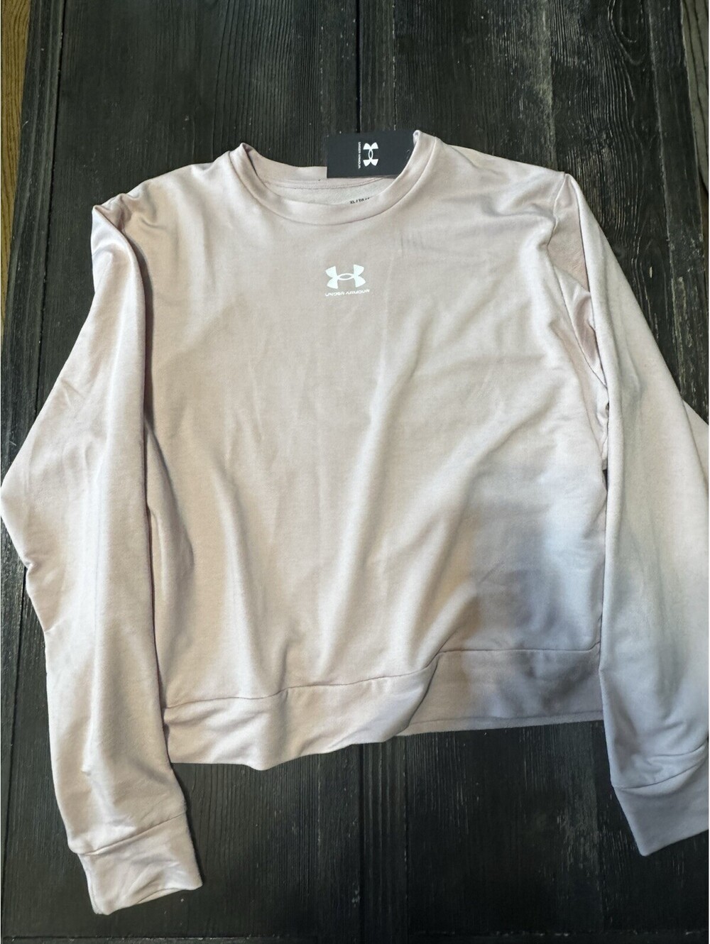 Under Armour Rival Terry Crew Sweatshirt Women’s XL NWT Dusty Rose Loose Fit